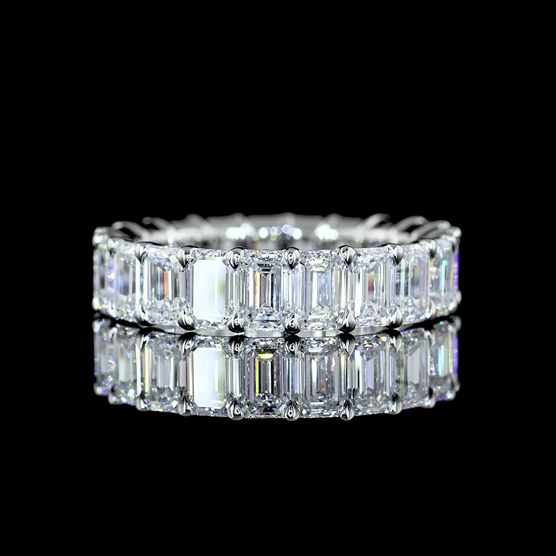 4.73 Cts Platinum Emerald Shape Eternity Band Eternity Band