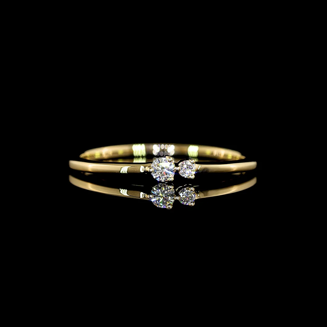 0.07 Cts 14k Yellow Gold Round Shape Solitaire Ring