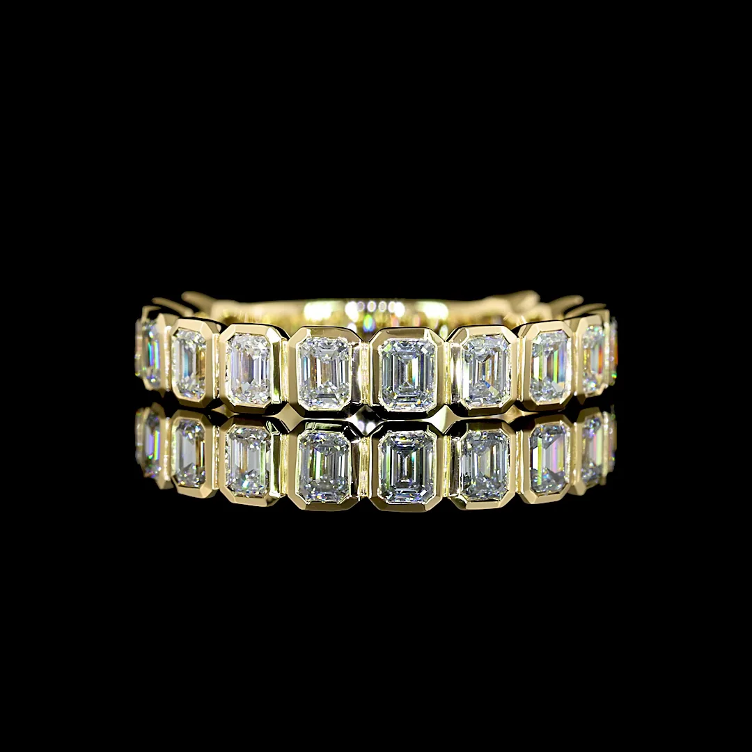 1.5 Cts 14k Yellow Gold Emerald Shape 3/4 Band Eternity Band