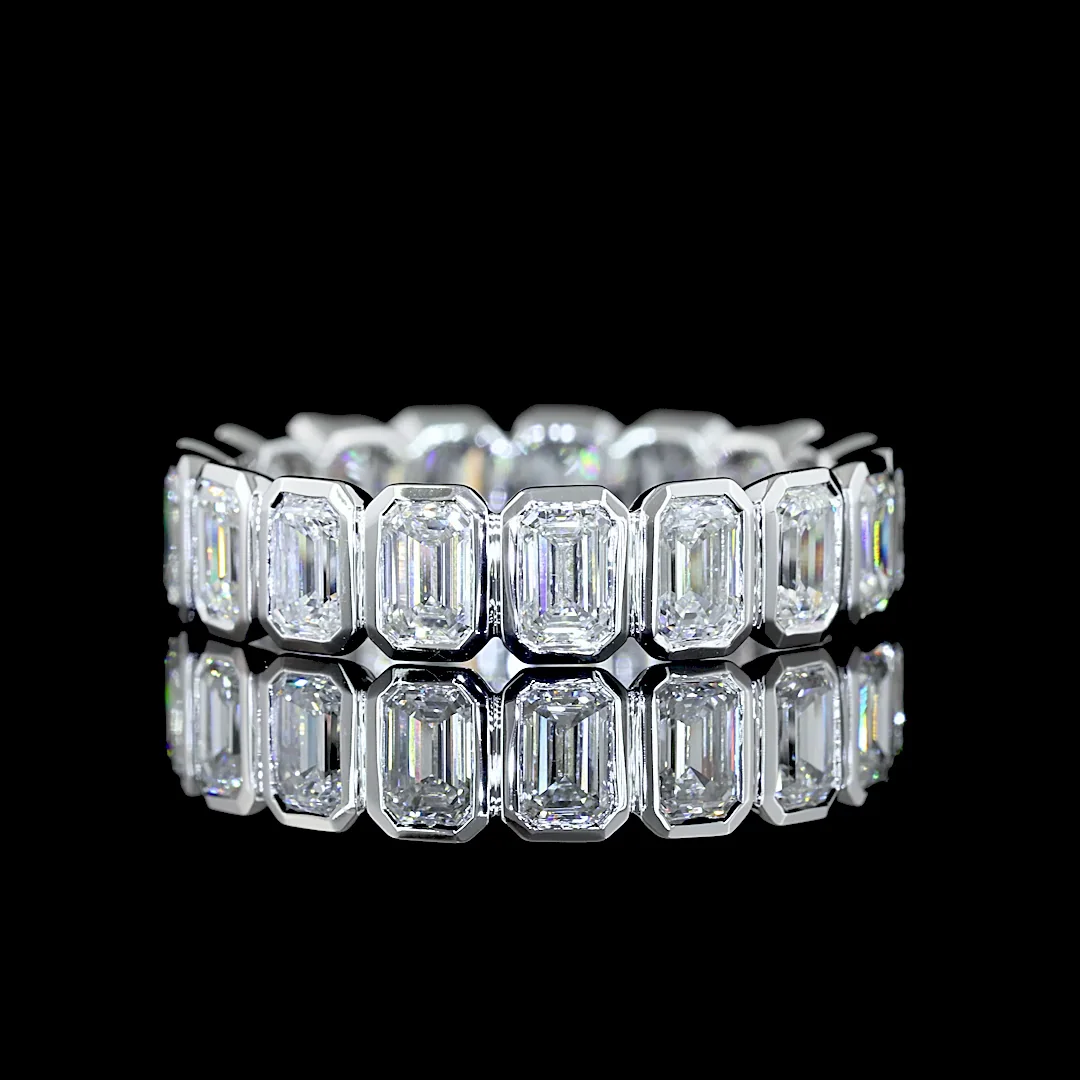 2.69 Cts 14k White Gold Emerald Shape Eternity Band Eternity Band
