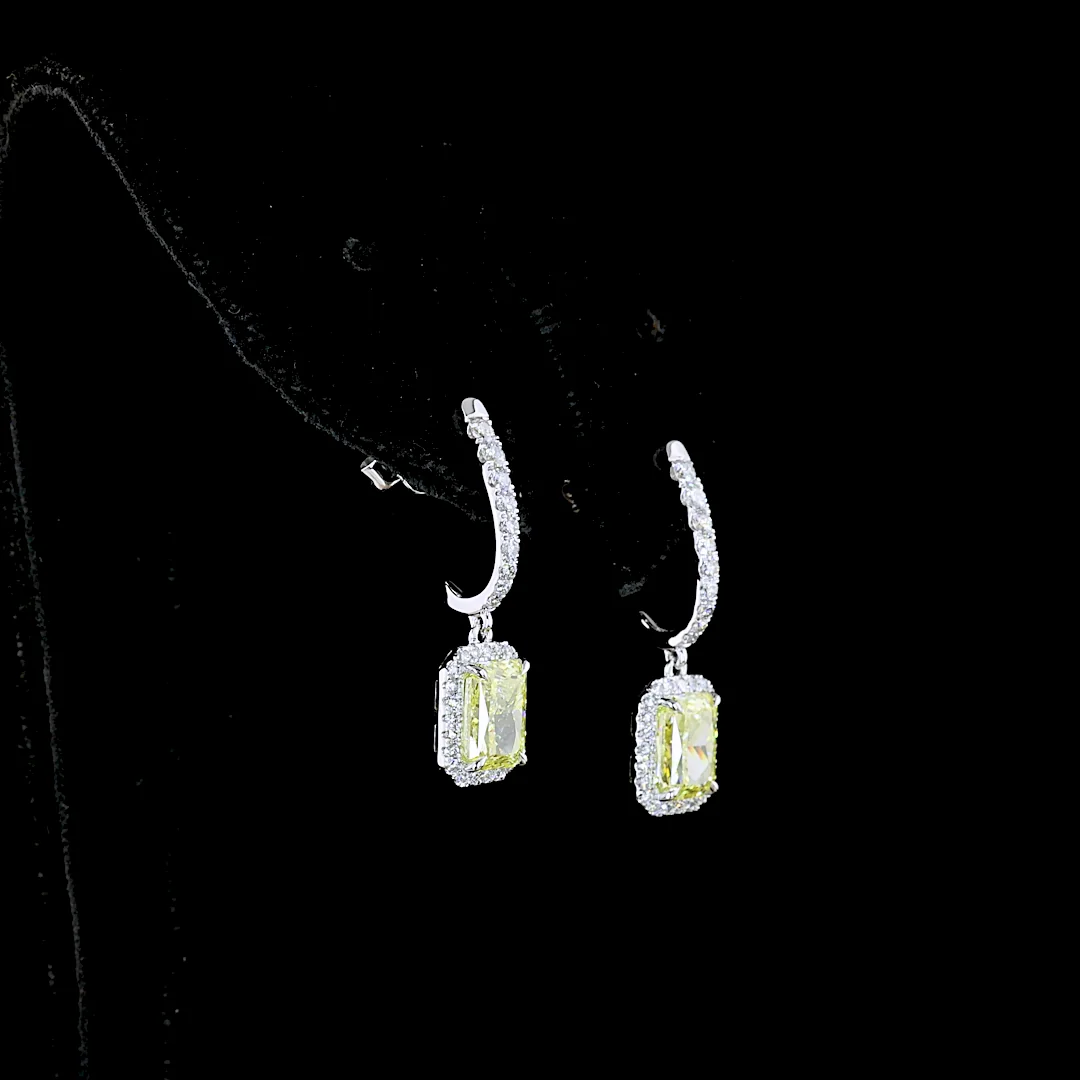 2.68 Cts 14k White Gold Radiant Shape Hanging Earring