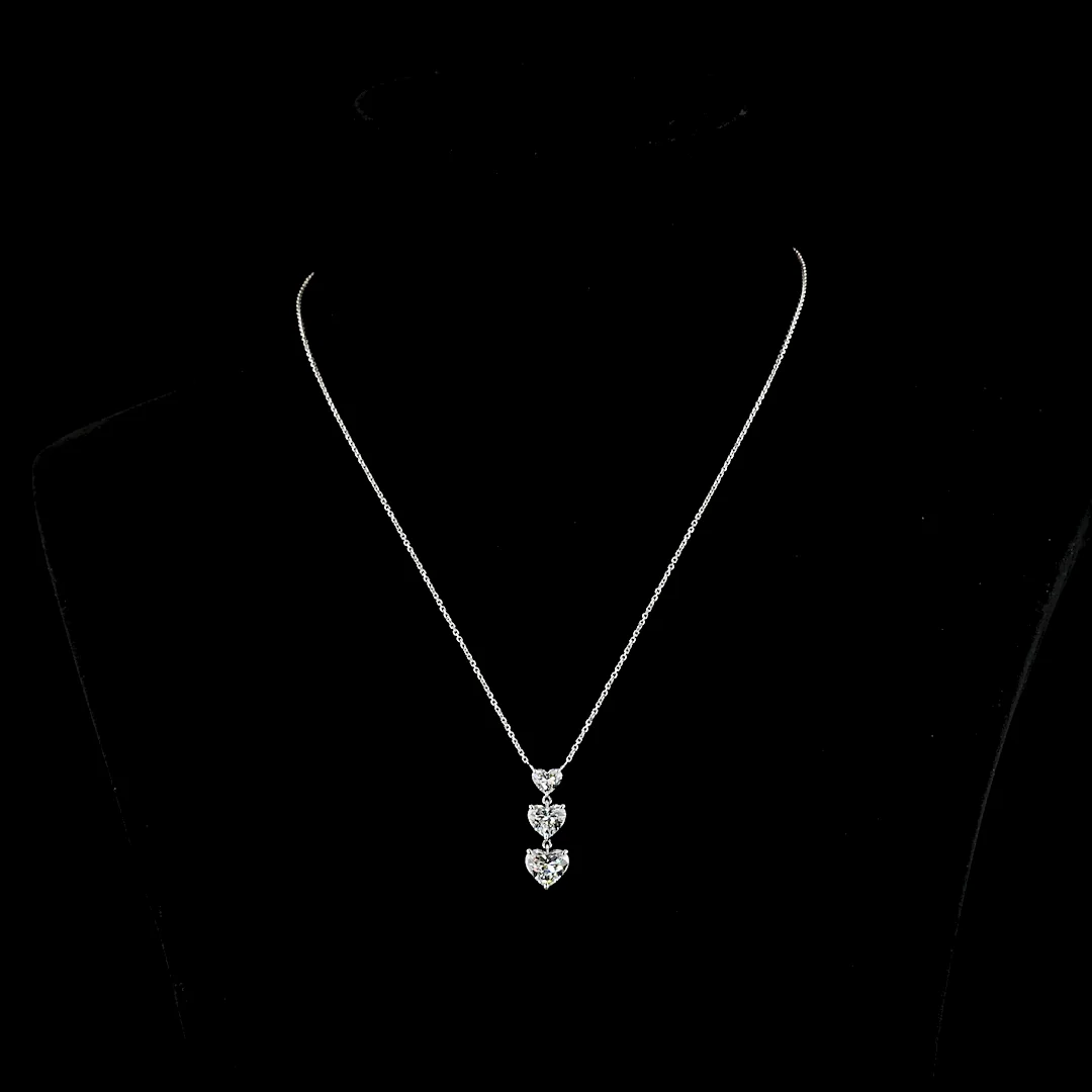 3.01 Cts 14k White Gold Heart Shape Pendant Pendant