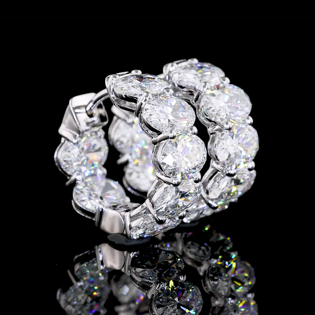 5.1 Cts 14k White Gold Oval Shape Huggies Earring