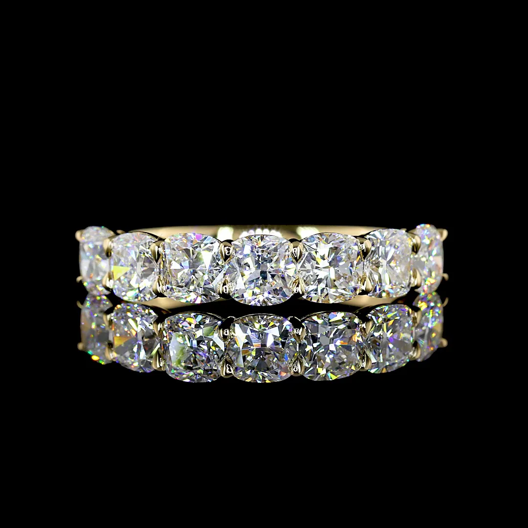 2.03 Cts 14k Yellow Gold Square Cushion Brilliant Shape 7 Stones Eternity Band
