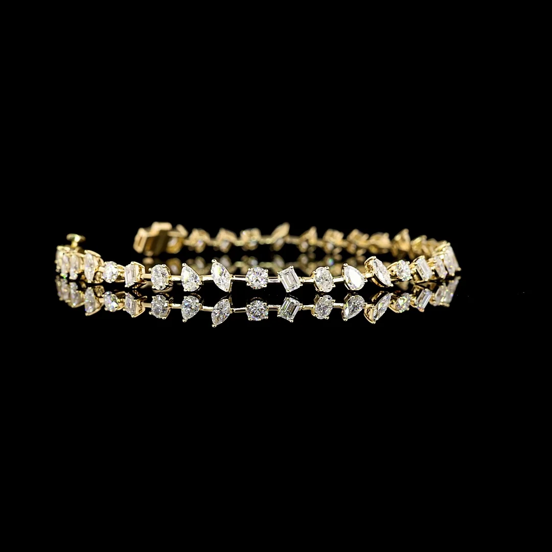 3.73 Cts 14k Yellow Gold Mix Shape Tennis Bracelet