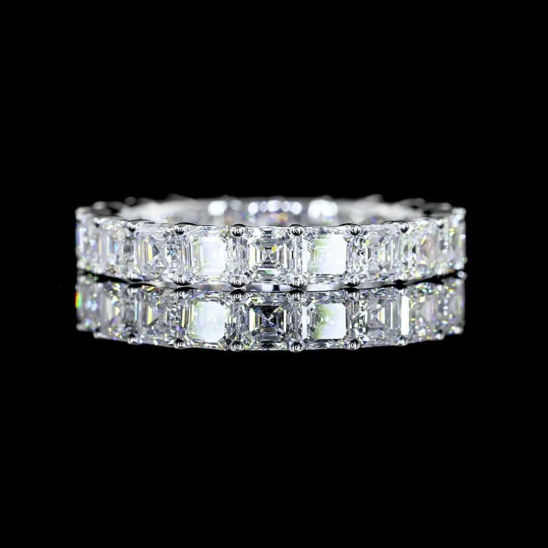 3.03 Cts 14k White Gold Asscher Shape Eternity Band Eternity Band