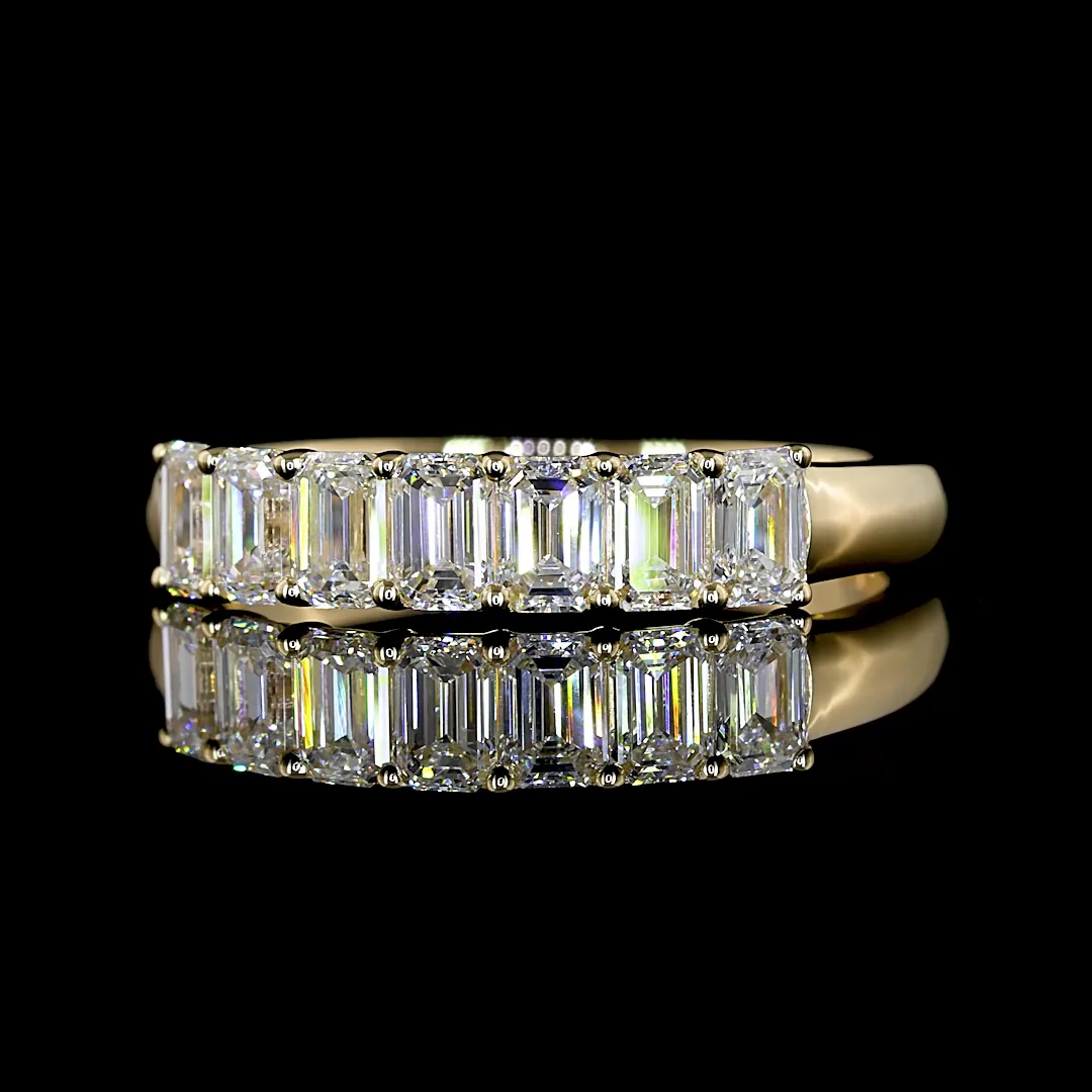 1.01 Cts 14k Yellow Gold Emerald Shape 7 Stones Eternity Band