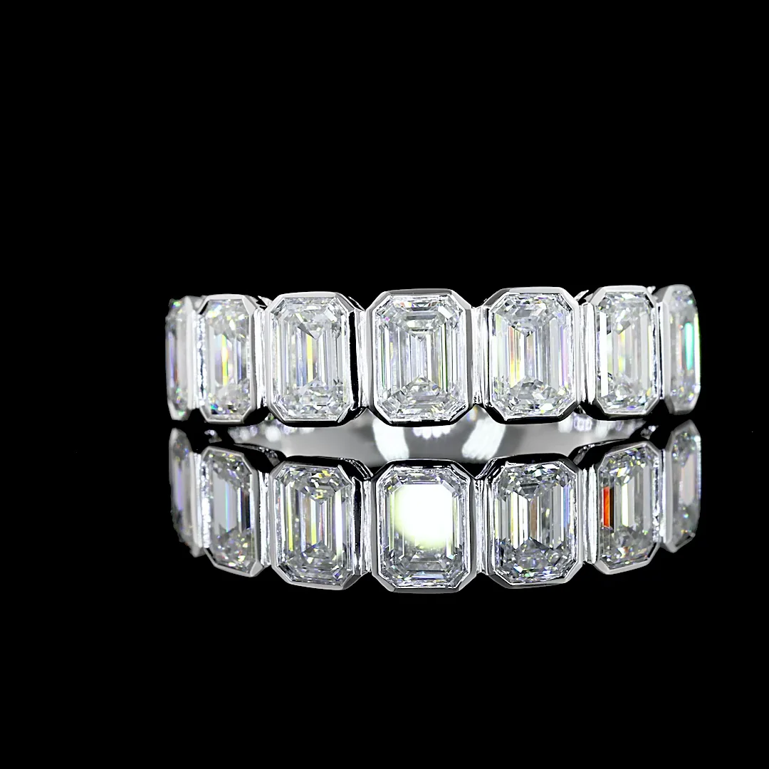 1.91 Cts 14k White Gold Emerald Shape Half Eternity Eternity Band