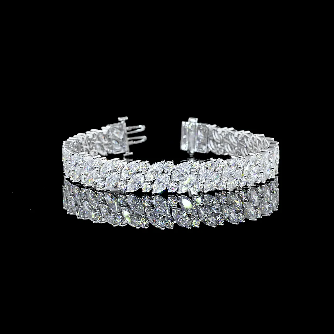 19.76 Cts 14k White Gold Mix Shape Tennis Bracelet