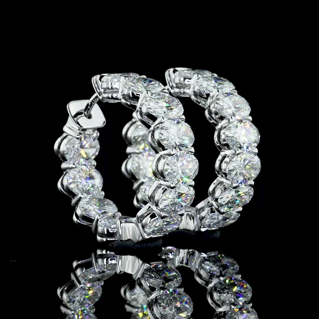 6.2 Cts 14k White Gold Oval Shape Huggies Earring