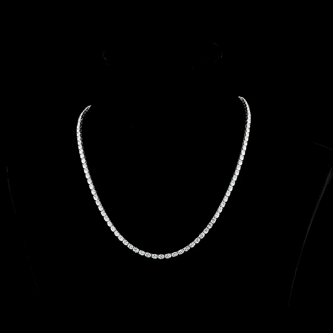 11.8 Cts 18k White Gold Oval Shape Tennis Necklace