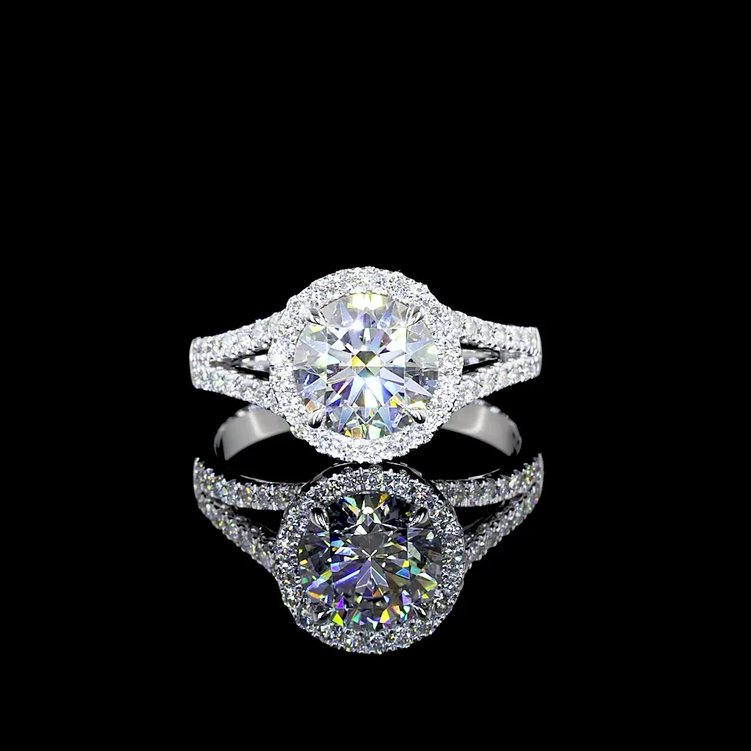 2.04 Cts 14k White Gold Round Shape Split Shank Ring