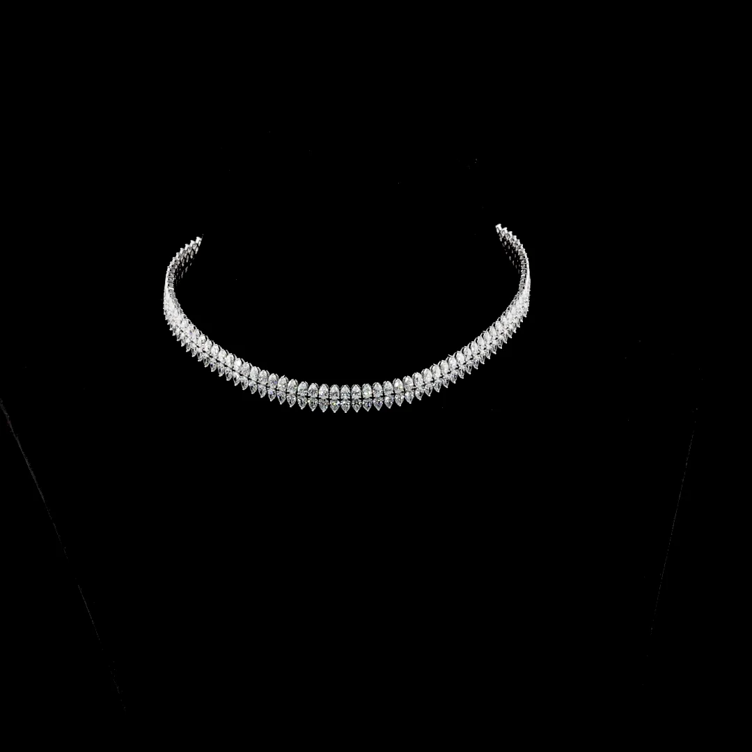 30.98 Cts 14k White Gold Pear Shape Tennis Necklace