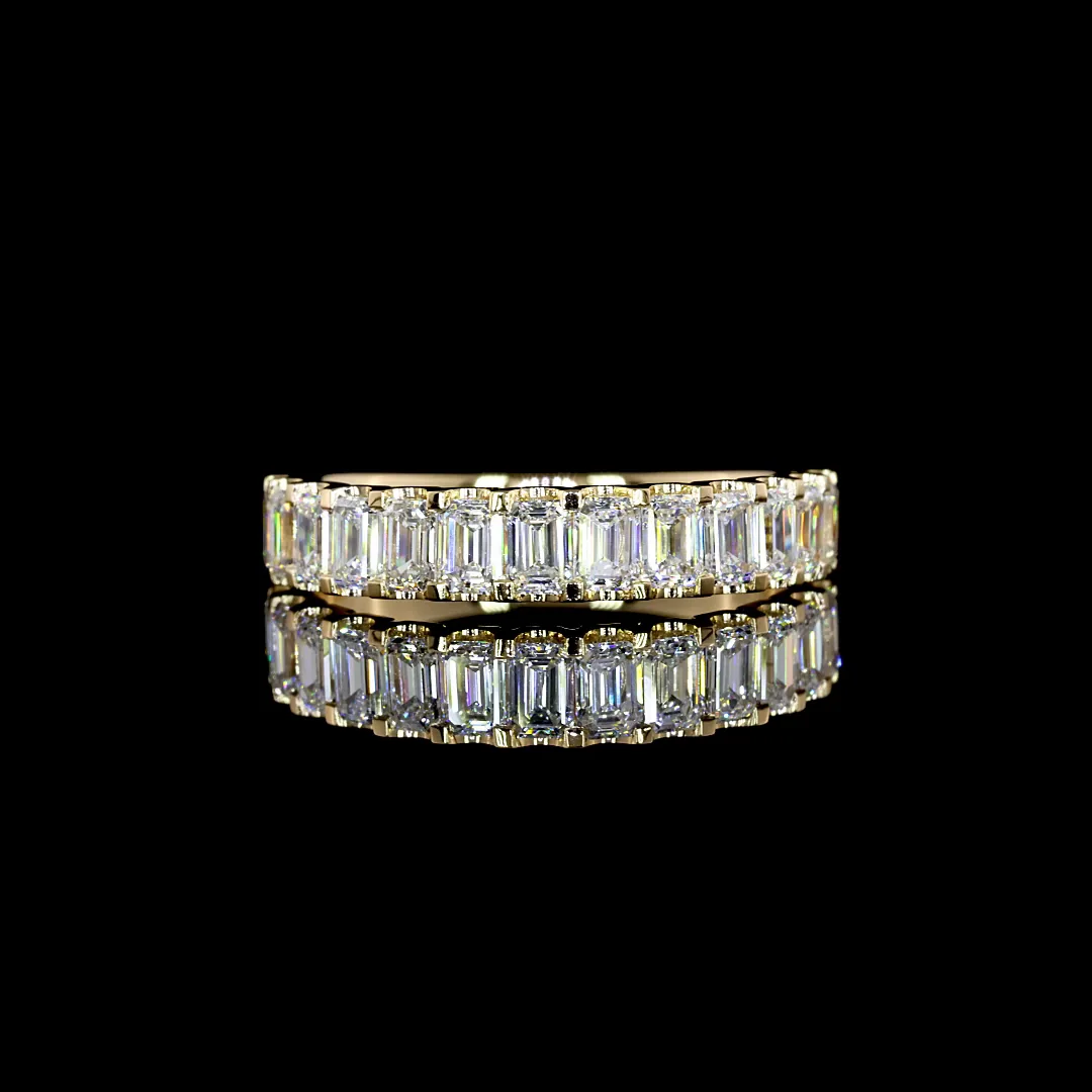 1.22 Cts 18k Yellow Gold Emerald Shape 3/4 Band Eternity Band