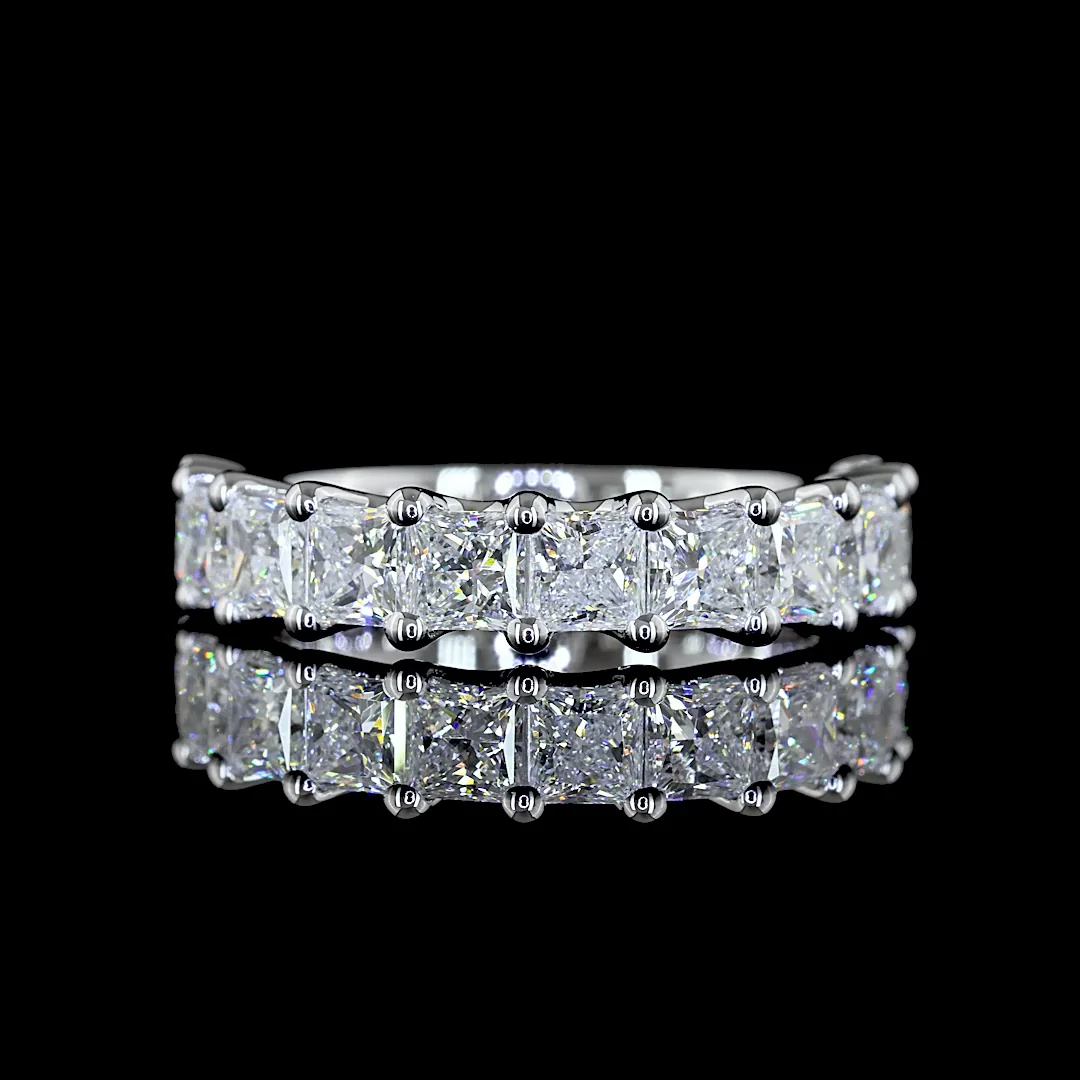 2.07 Cts 14k White Gold Princess Shape 3/4 Band Eternity Band