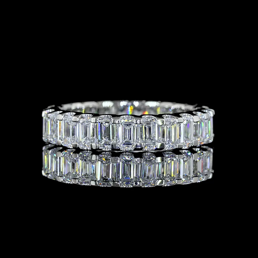 2.68 Cts Platinum Emerald Shape Eternity Band Eternity Band