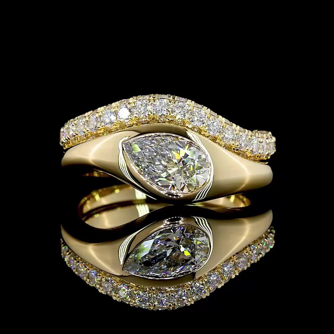 2 Cts 14k Yellow Gold Pear Shape Special Ring