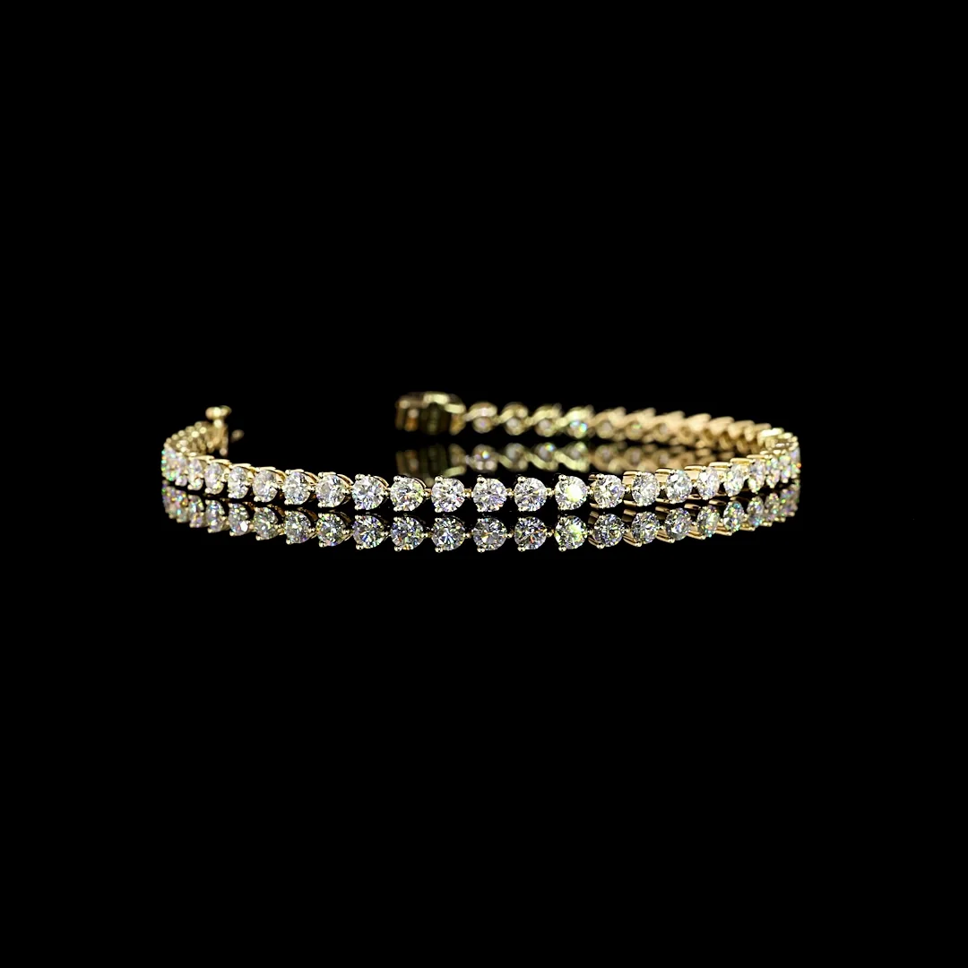 4.64 Cts 14k Yellow Gold Round Shape Tennis Bracelet