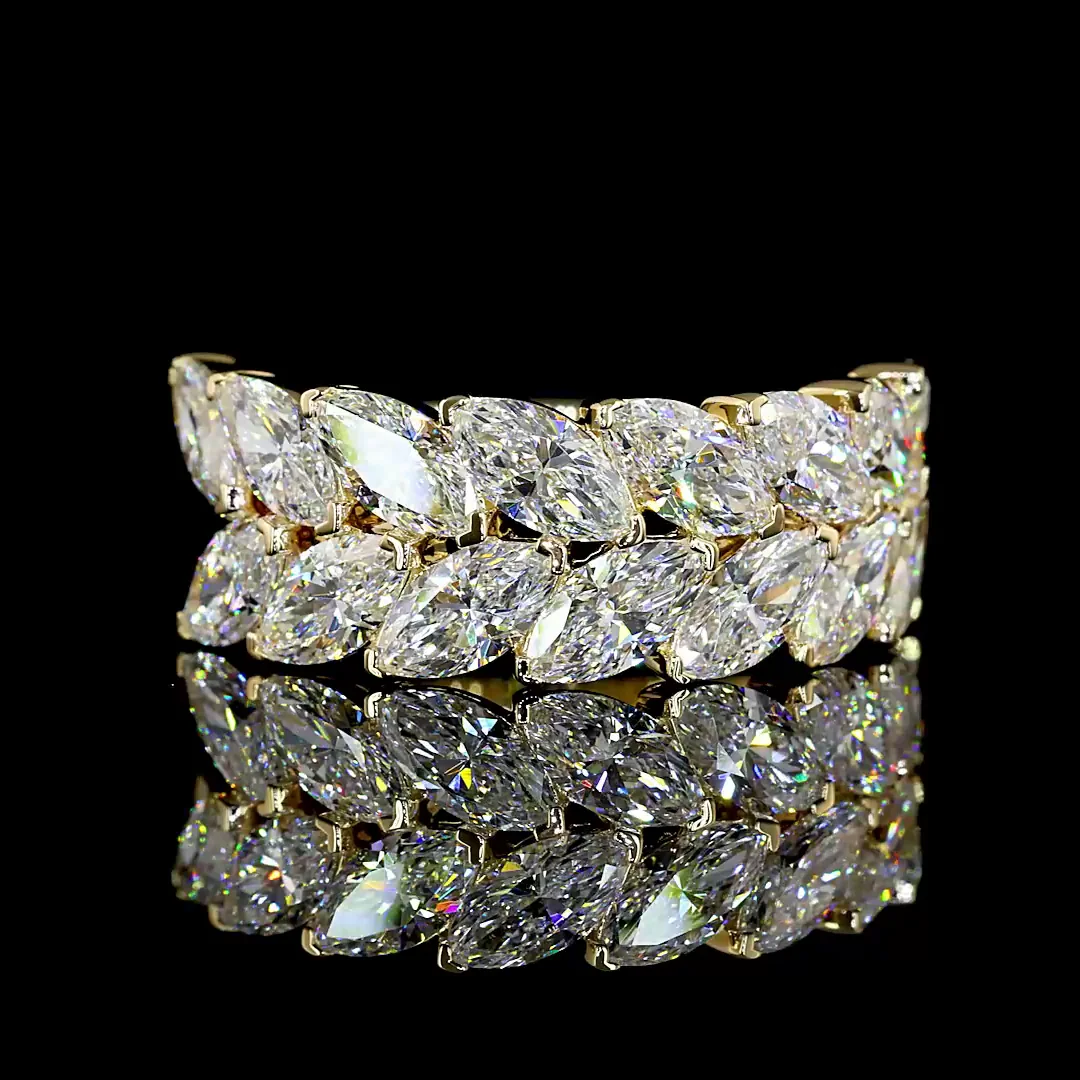 3.25 Cts 14k Yellow Gold Marquise Shape 3/4 Band Eternity Band