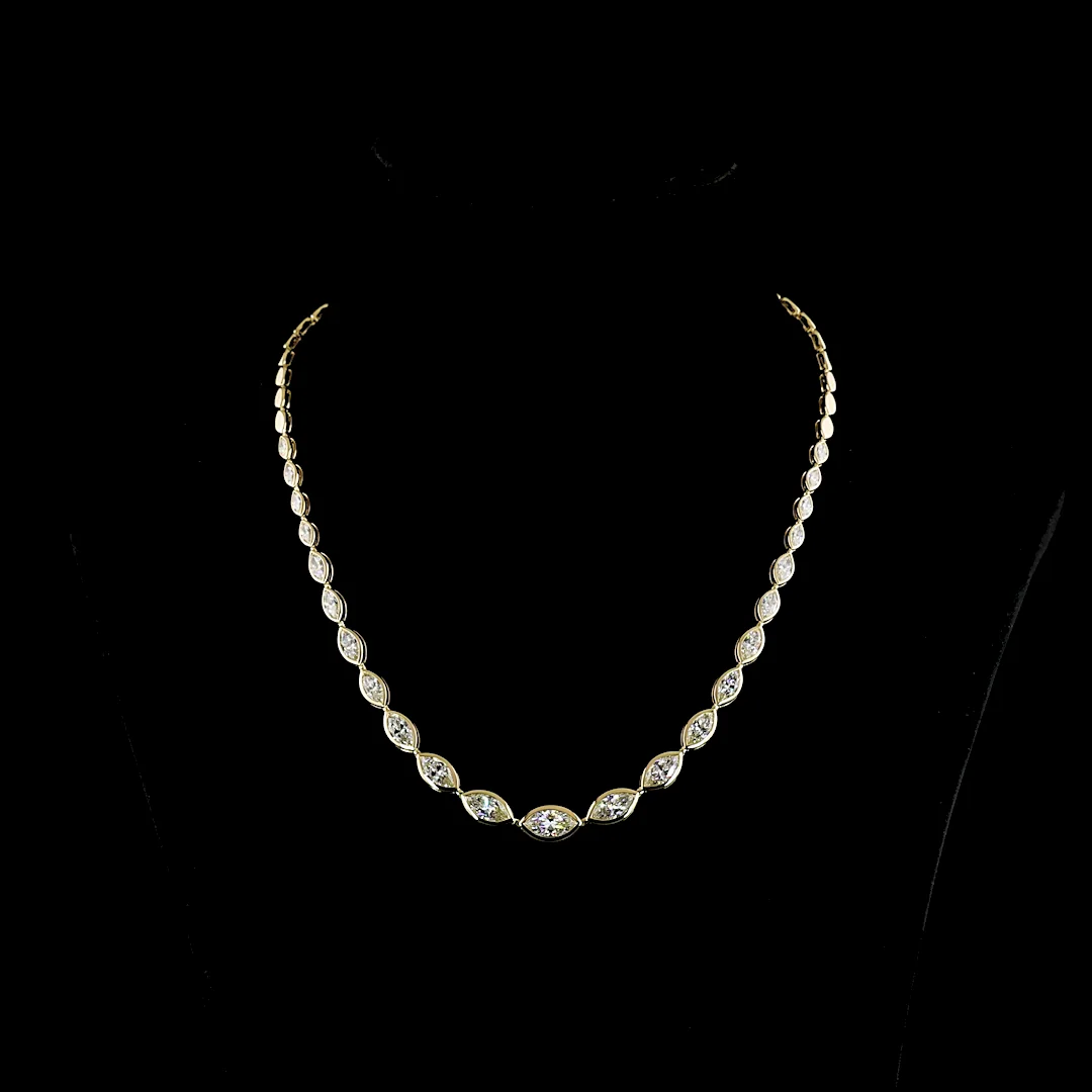 10.08 Cts 14k Yellow Gold Marquise Shape Riviera Necklace