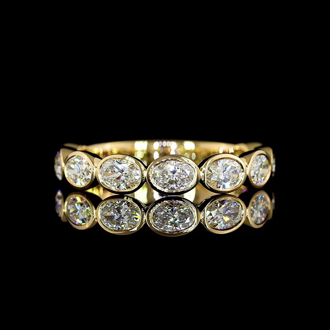 1.3 Cts 18k Yellow Gold Oval Shape 3/4 Band Eternity Band