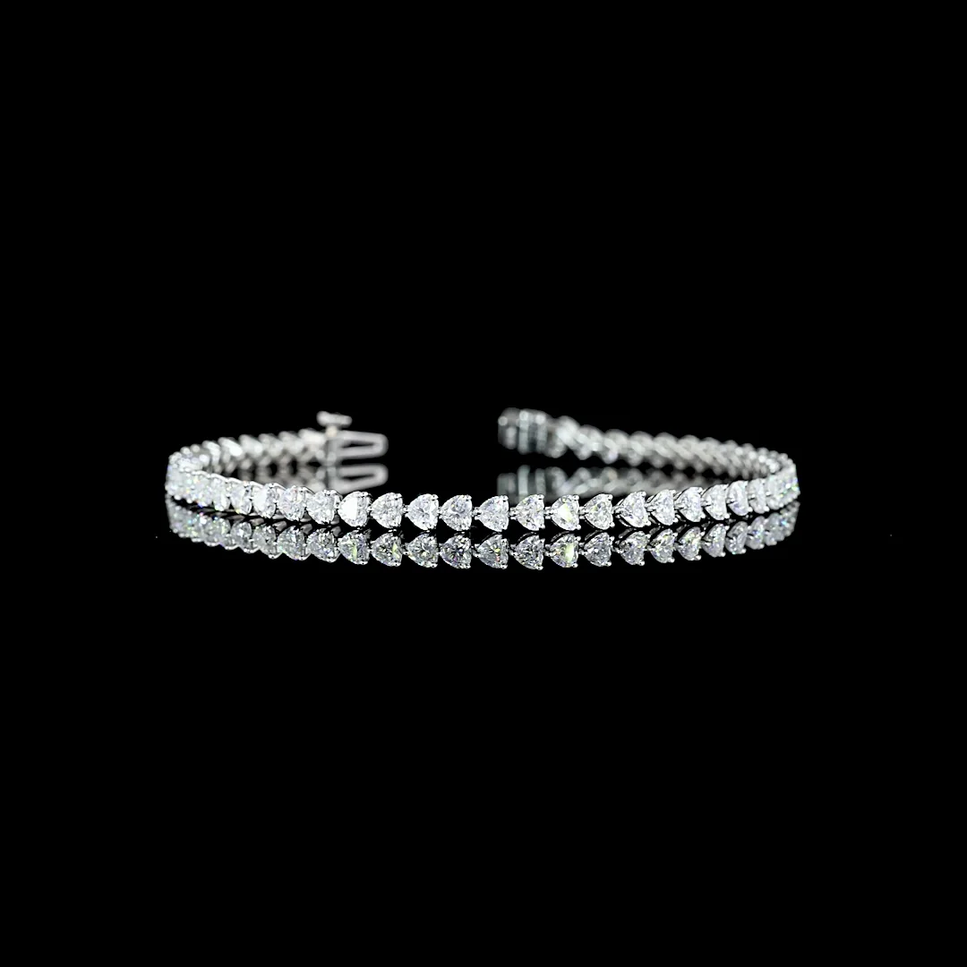 5.3 Cts Platinum Heart Shape Tennis Bracelet