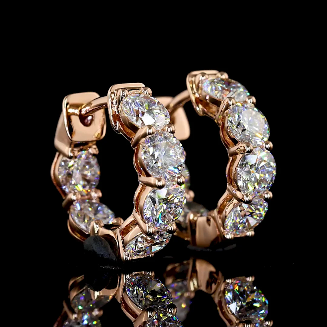 1.93 Cts 14k Rose Gold Round Shape Huggies Earring