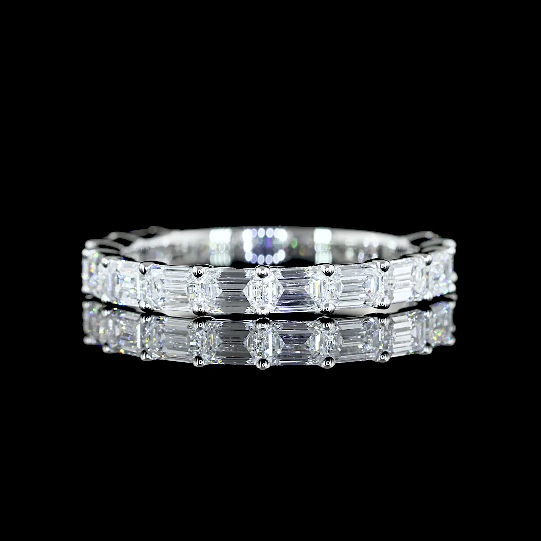 1.25 Cts Platinum Emerald Shape 3/4 Band Eternity Band