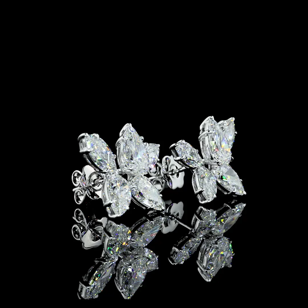 6.33 Cts 14k White Gold Pear Shape Studs Earring