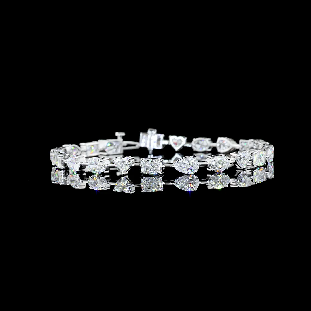 10.18 Cts 14k White Gold Mix Shape Station Bracelet