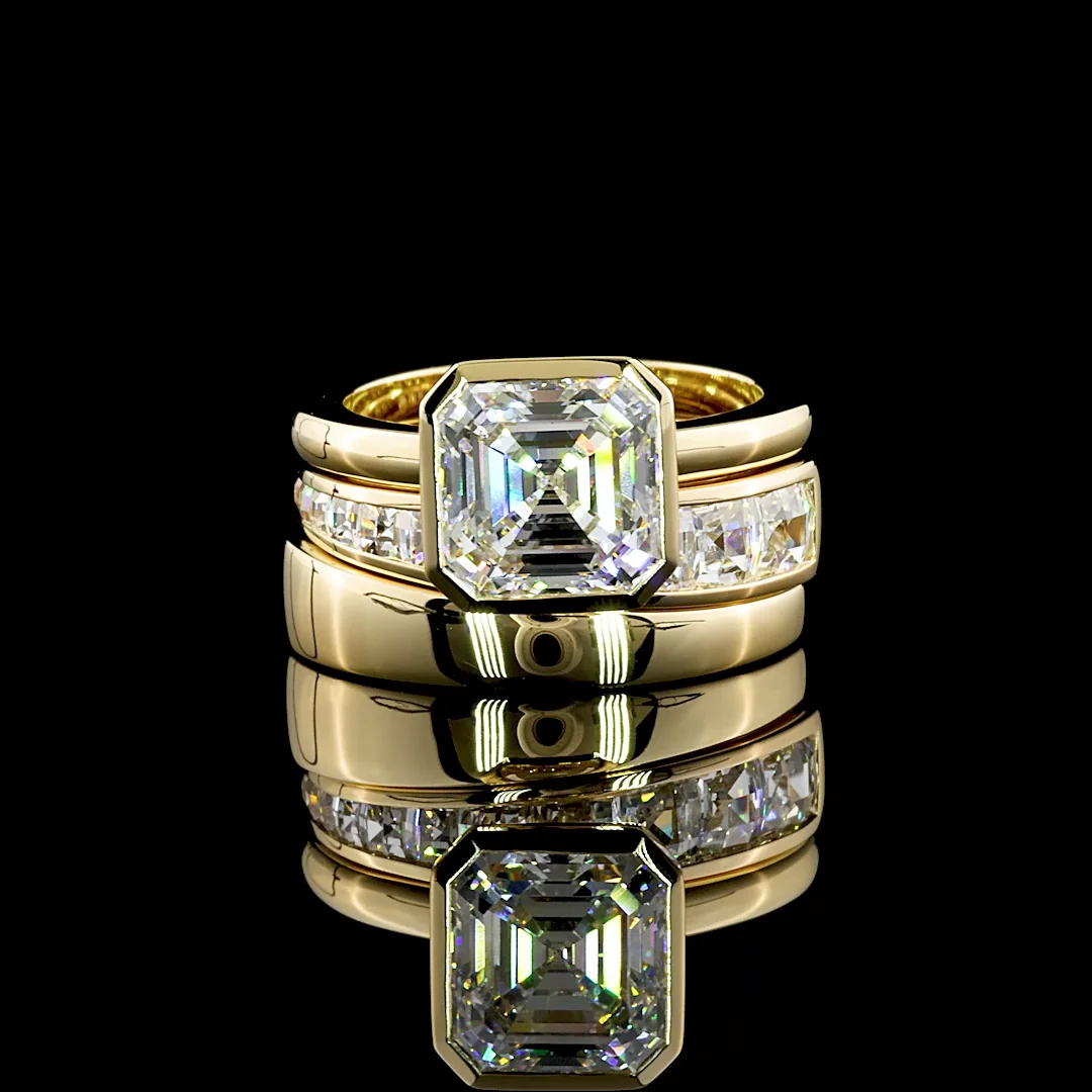 3.22 Cts 14k Yellow Gold Asscher Shape Solitaire Ring