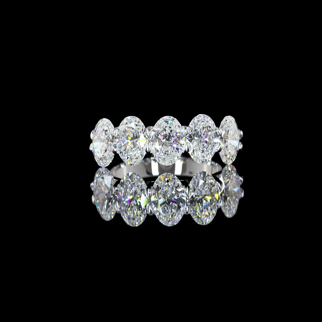3.1 Cts Platinum Oval Shape 5 Stones Eternity Band