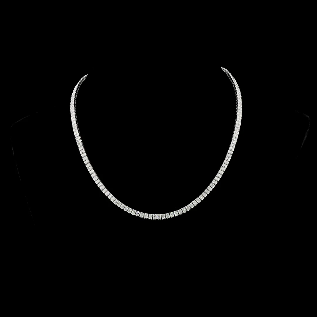 15.3 Cts 14k White Gold Radiant Shape Tennis Necklace