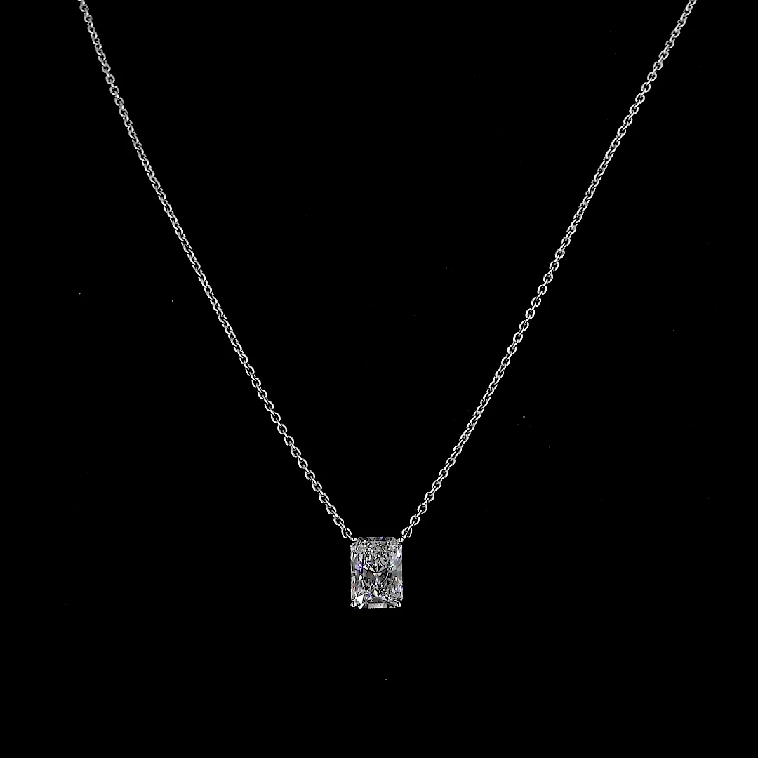 1.97 Cts 14k White Gold Radiant Shape Solitaire Pendant