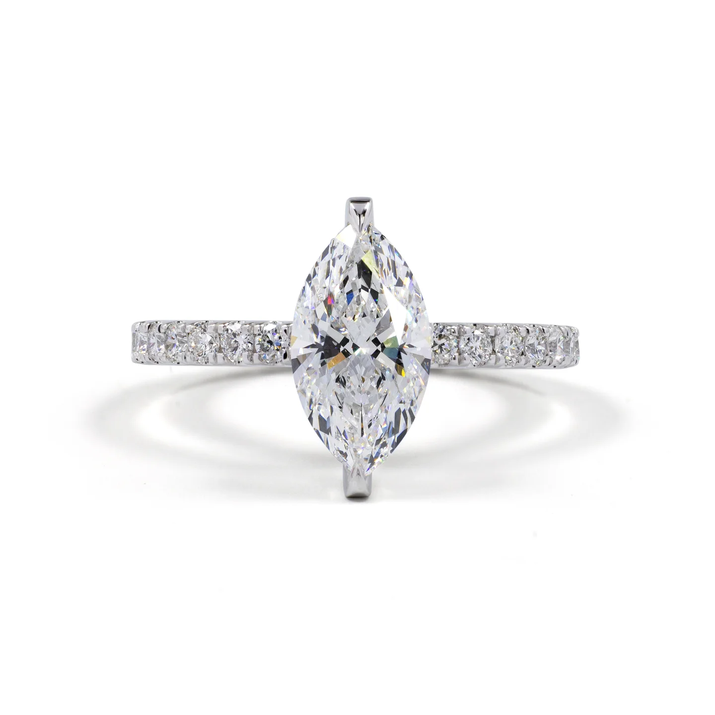 1.73 Cts 14k White Gold Marquise Shape Hidden Halo Ring