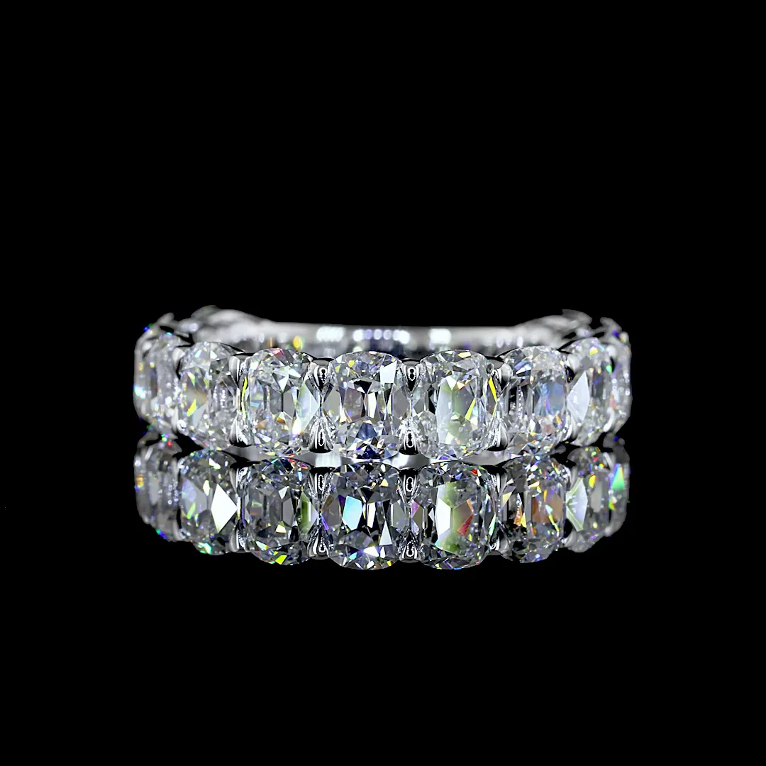 4.58 Cts 14k White Gold Antique Cushion Shape 3/4 Band Eternity Band