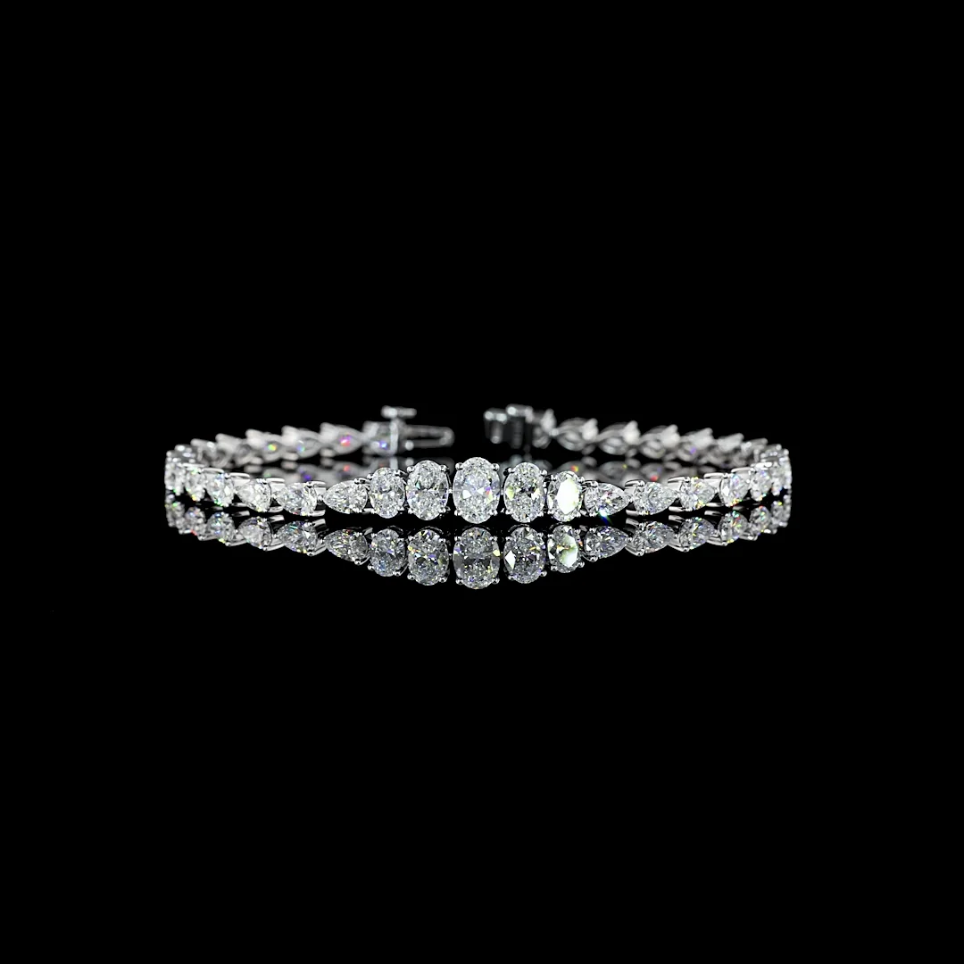 6.34 Cts 14k White Gold Oval Shape Tennis Bracelet