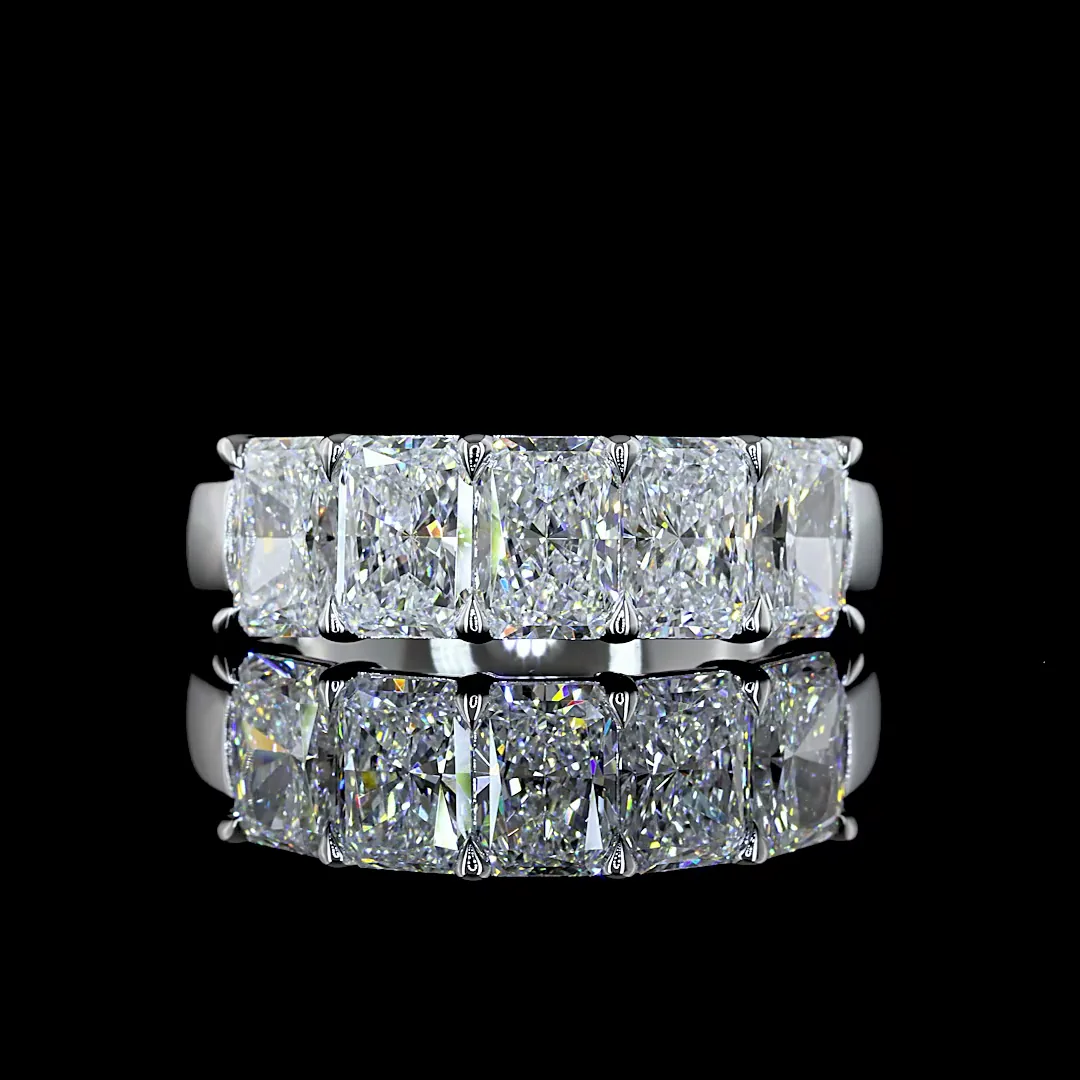 2.86 Cts 14k White Gold Radiant Shape 5 Stones Eternity Band
