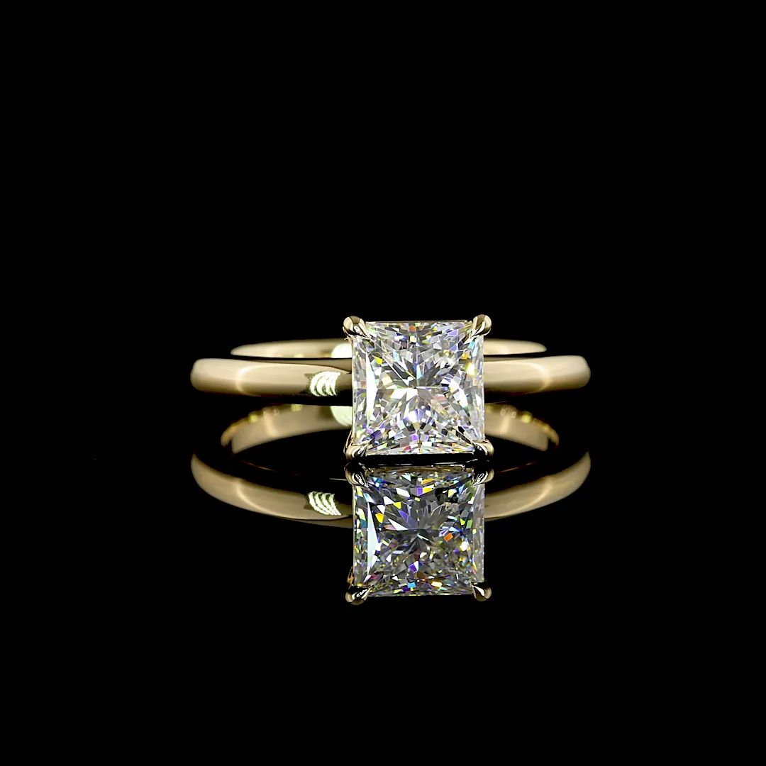 1.54 Cts 14k Yellow Gold Princess Shape Solitaire Ring