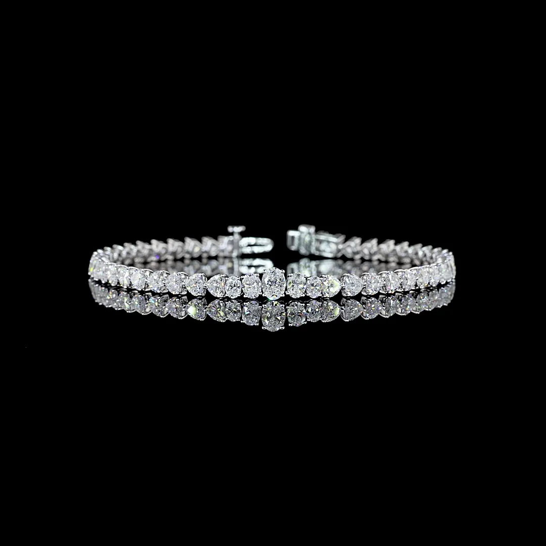 6.96 Cts 14k White Gold Mix Shape Tennis Bracelet