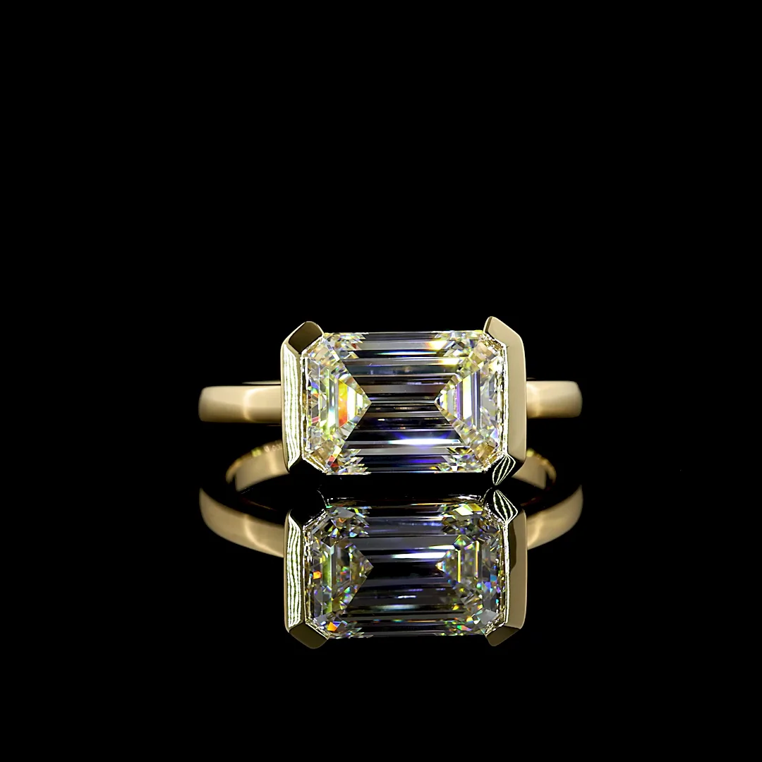 3.01 Cts 14k White Gold Emerald Shape Solitaire Ring