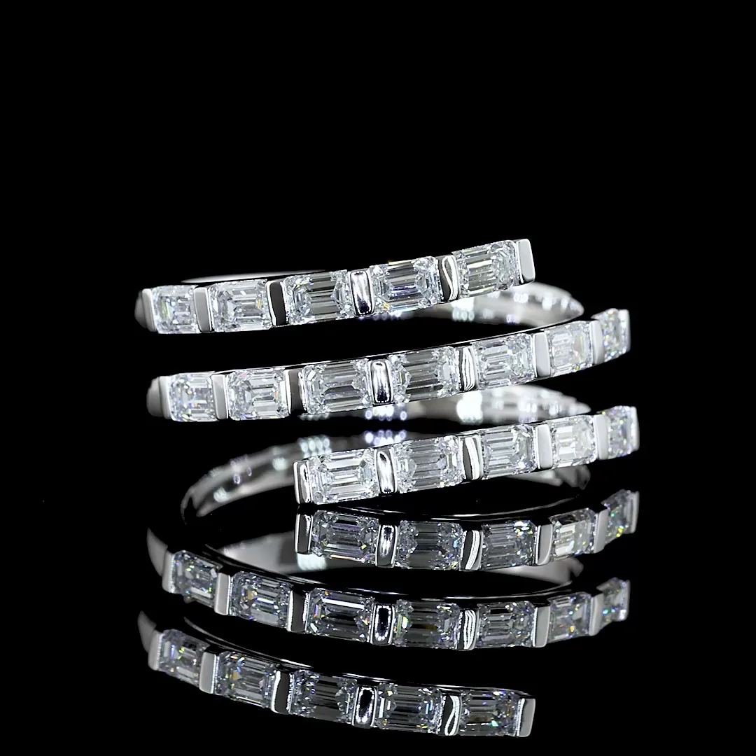 1 Cts 14k White Gold Emerald Shape Special Eternity Band