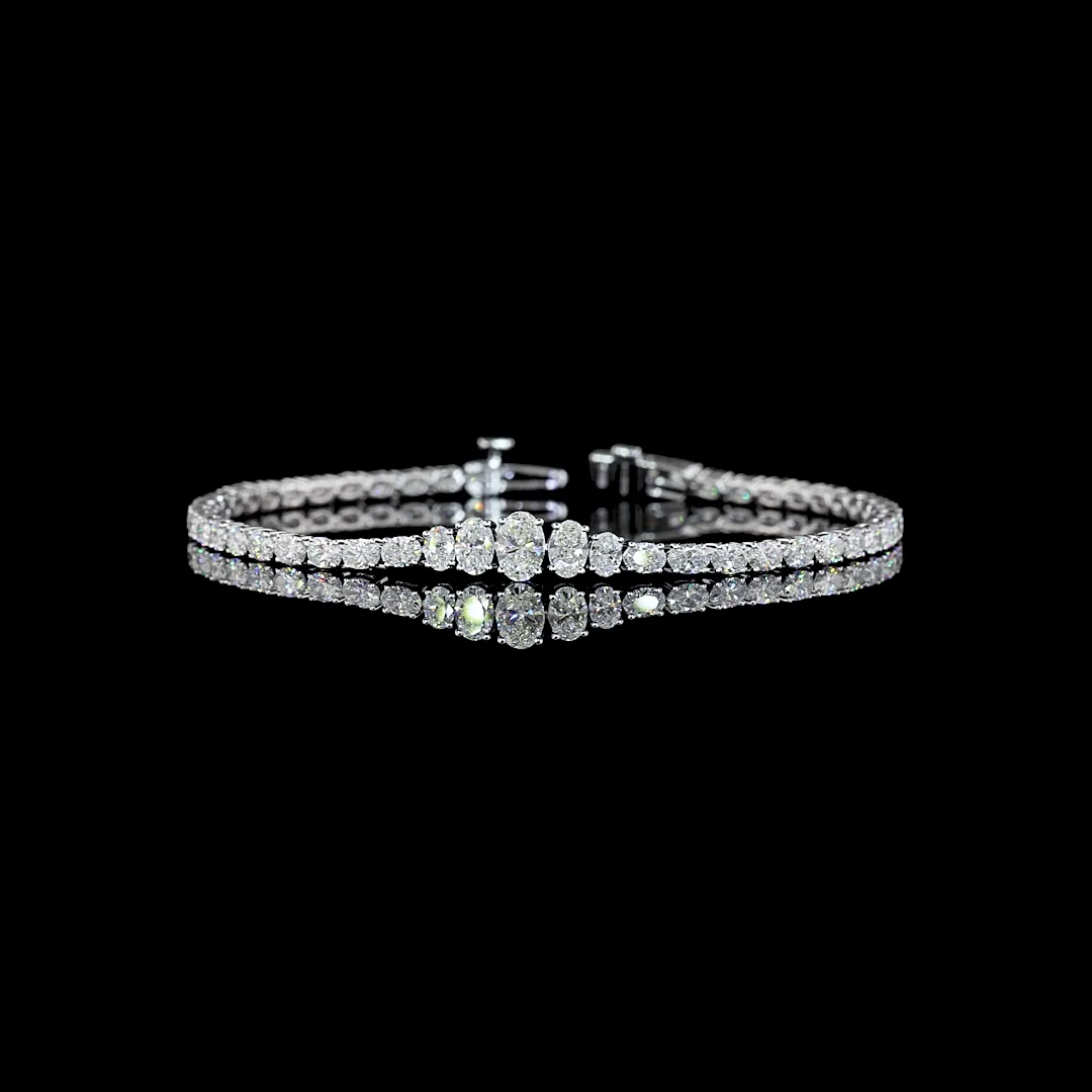 4.59 Cts 14k White Gold Oval Shape Riviera Bracelet