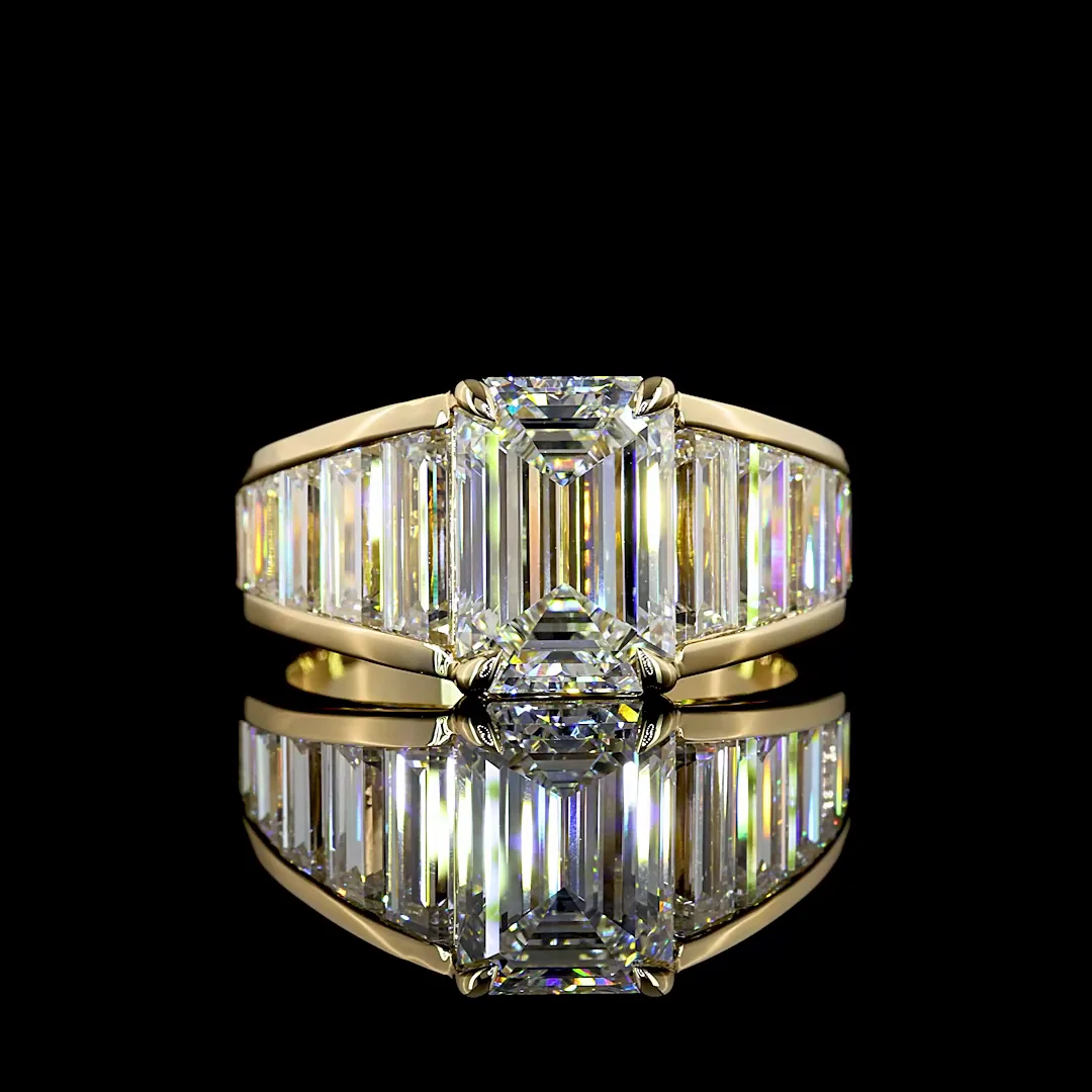 5.84 Cts 14k Yellow Gold Emerald Shape Special Ring