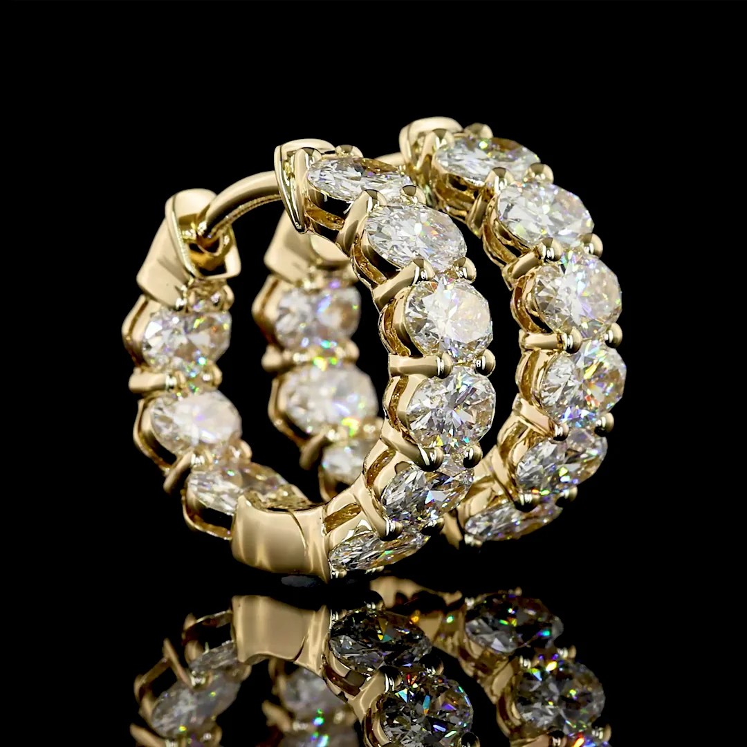 2.98 Cts 14k Yellow Gold Oval Shape Huggies Earring