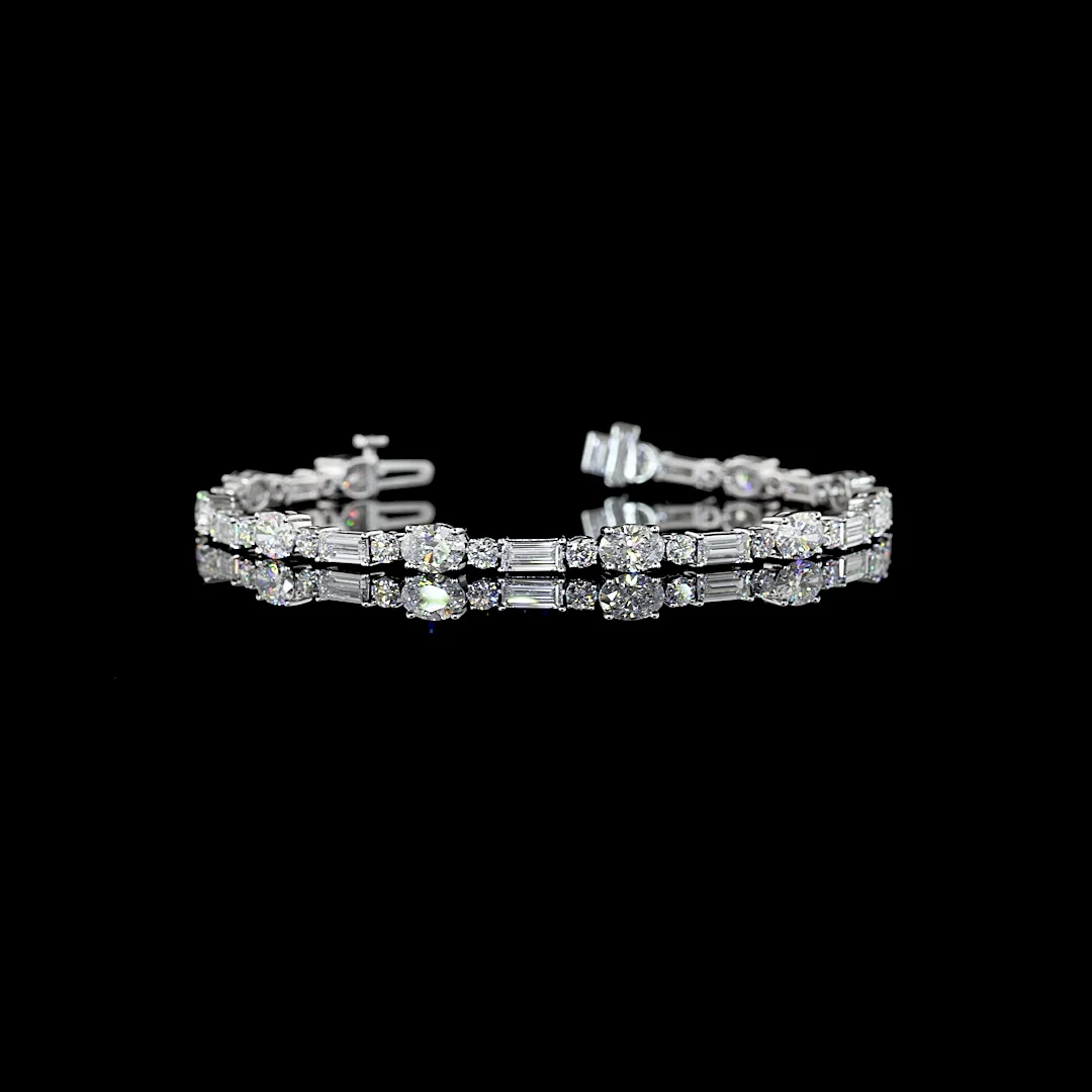 6.8 Cts 14k White Gold Mix Shape Tennis Bracelet