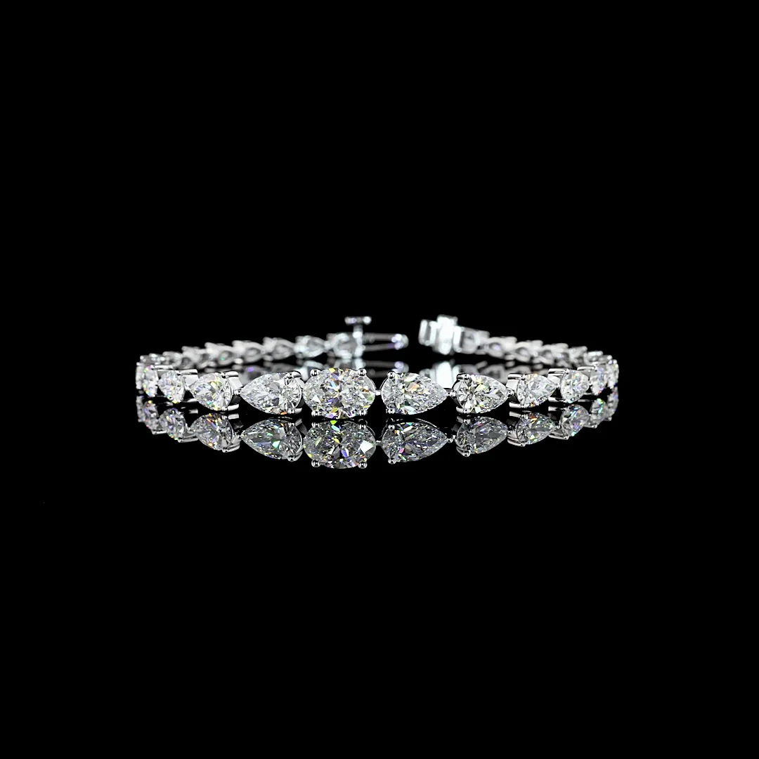 8.61 Cts 14k White Gold Pear Shape Tennis Bracelet