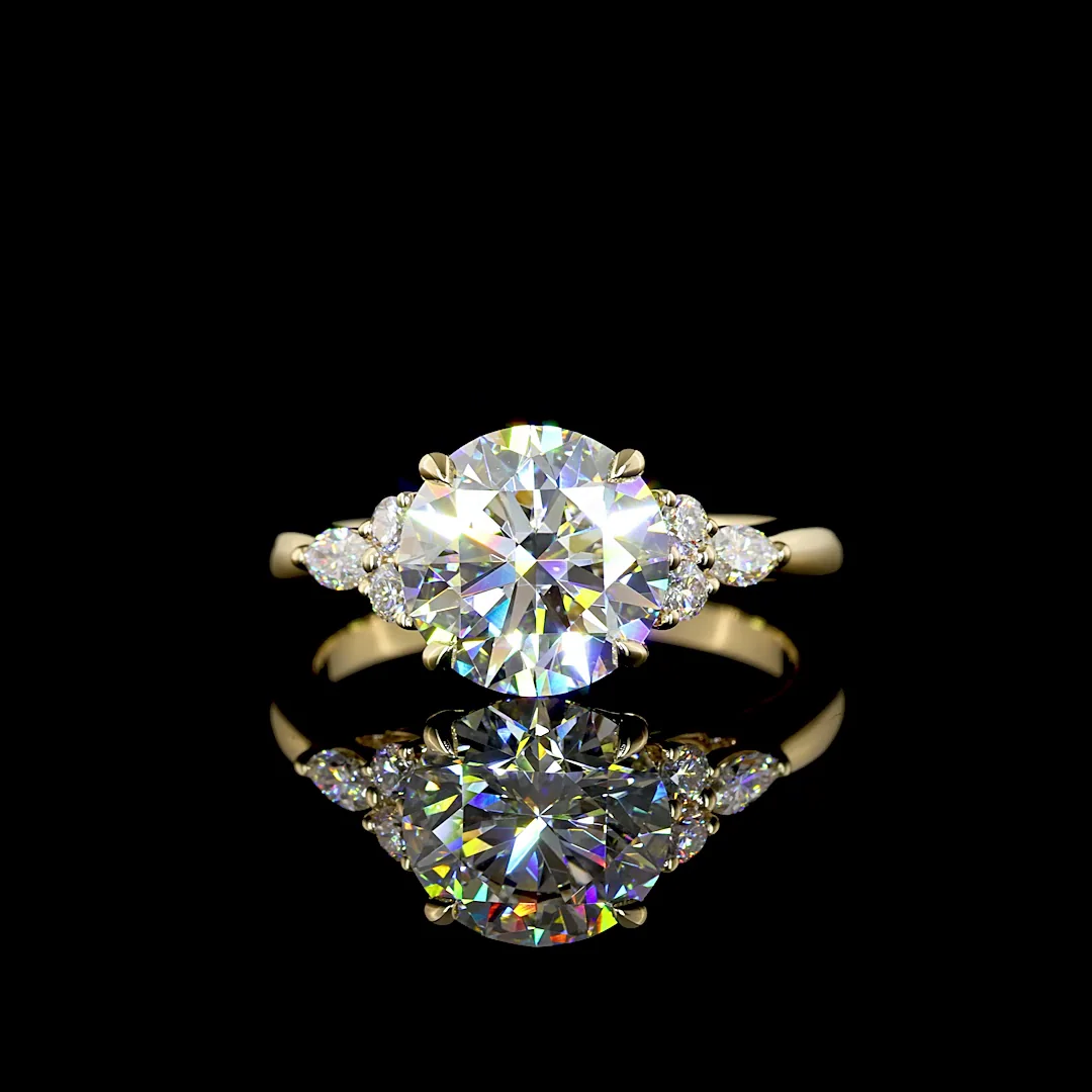 2.76 Cts 14k Yellow Gold Round Shape Split Shank Ring