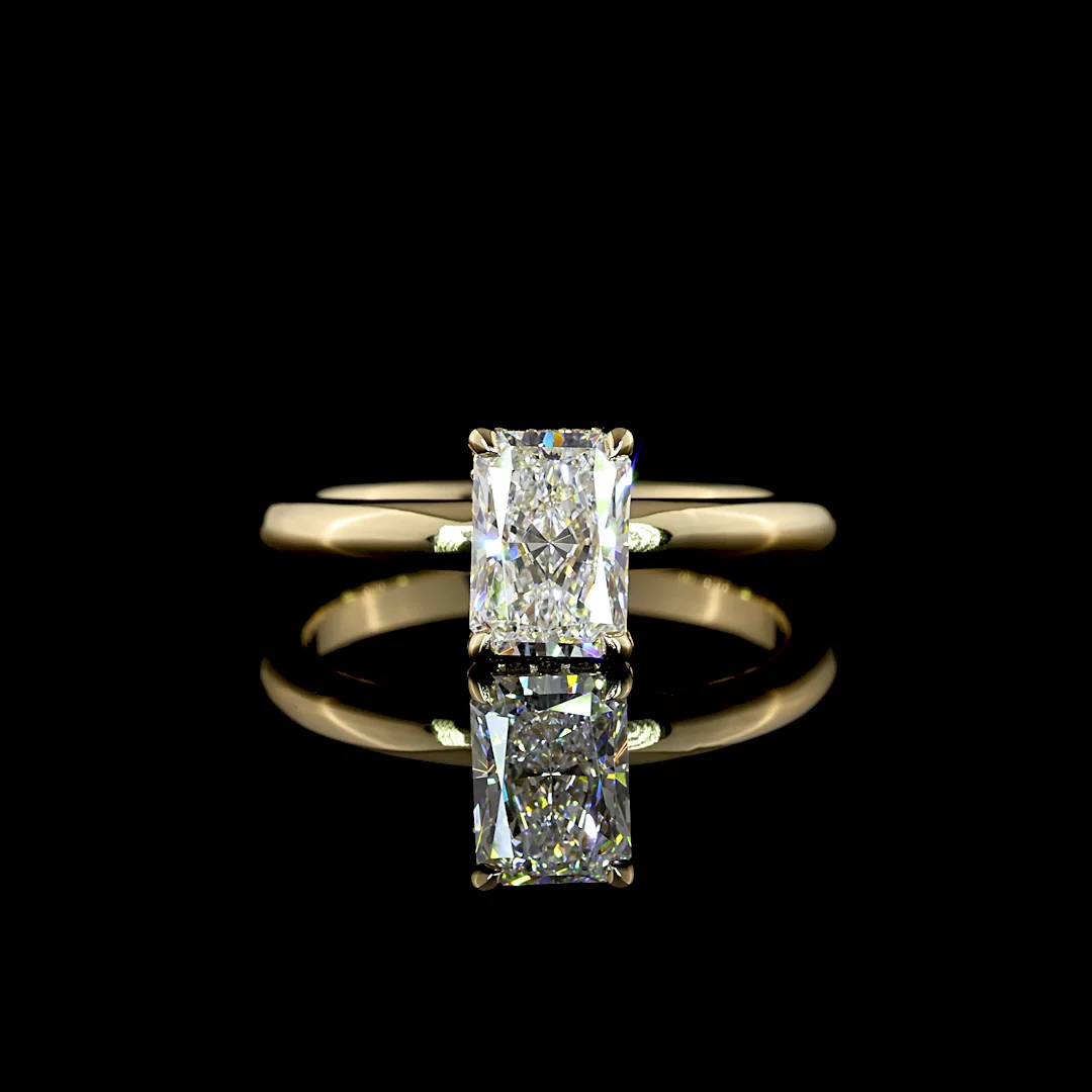 1.11 Cts 14k Yellow Gold Radiant Shape Hidden Halo Ring