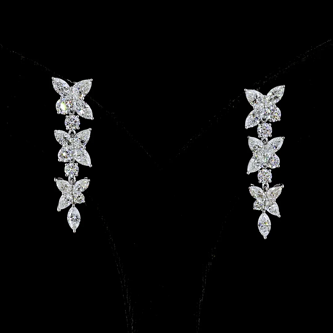 4.27 Cts 14k White Gold Mix Shape Hanging Earring